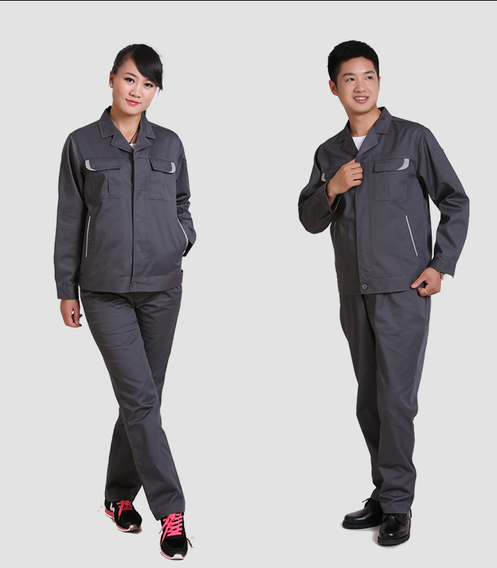 滌棉鐵灰撞色長(zhǎng)袖工作服TMYS-1003-6