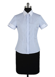 藍(lán)條紋襯衫女翻領(lǐng)TMNC505A 藍(lán)條紋襯衫女翻領(lǐng)TMNC505A